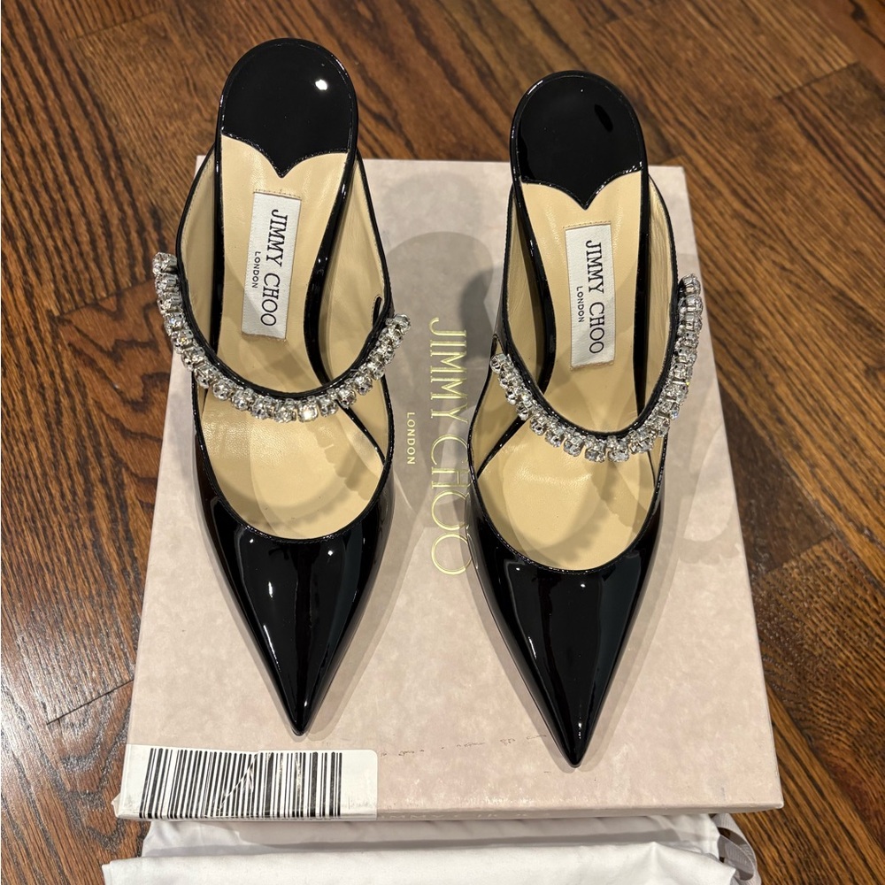 Jimmy Choo BRAND NEW Black BING 100 Stiletto Heels with Crystal Embellishments